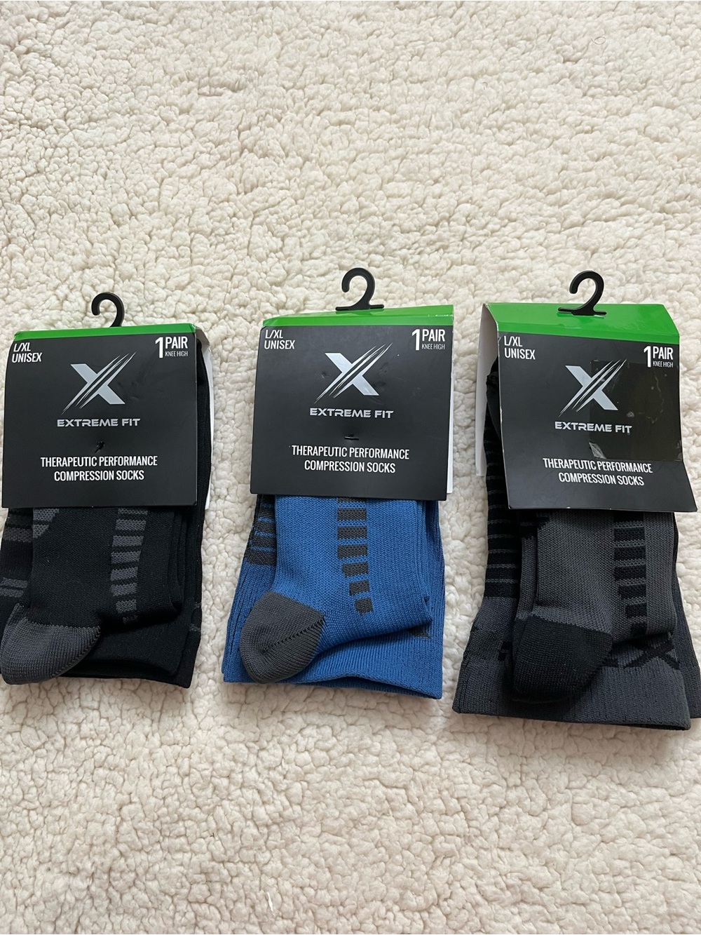 3 Sets of Extreme Fit Therapeutic Performance Compression Socks L/XL Unisex